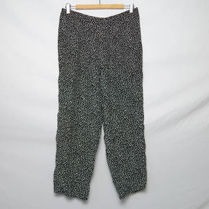 Vintage 90s Liz Claiborne black and cream spot print flowy straight leg pants 8